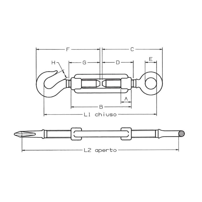 CARCANO A162 Tenditore occhio e gancio din 1480