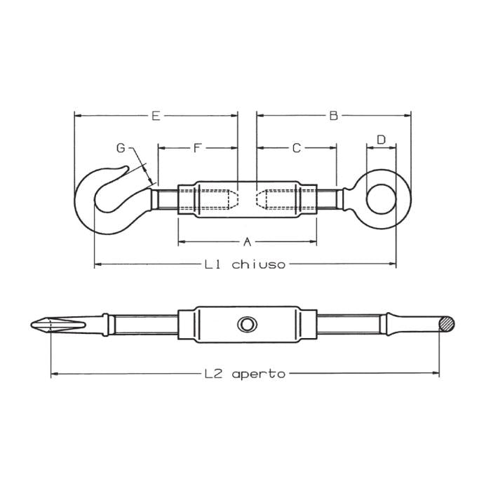 CARCANO A197 Tenditore occhio e gancio din 1478