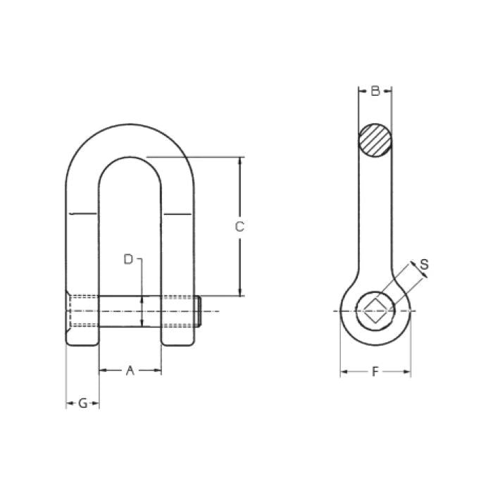 CARCANO A212 Grillo diritto alta resistenza con perno testa chiave quadra