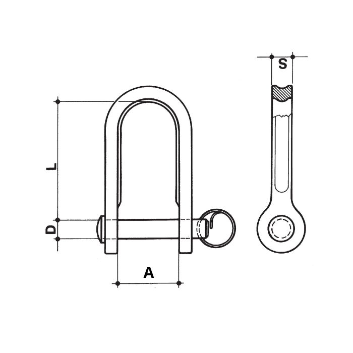 CARCANO A528 Grillo tranciato lungo in acciaio inox con anello