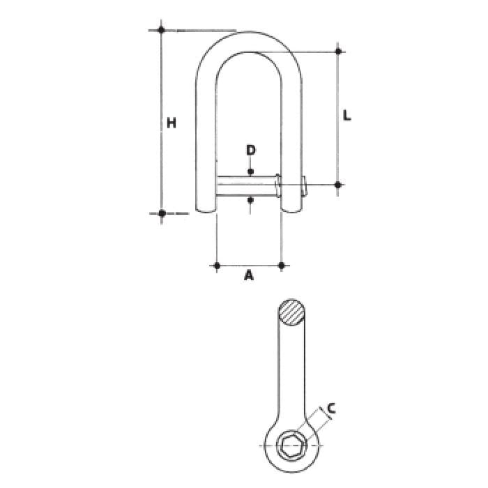 CARCANO A595 Grillo diritto in acciaio inox con perno a brugola