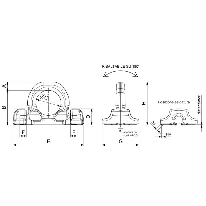 CARCANO C820X Staffa a saldare a base doppia per sollevamento