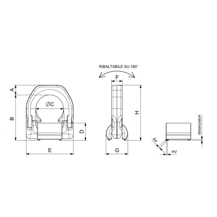CARCANO C830X Staffa a saldare a base singola per sollevamento
