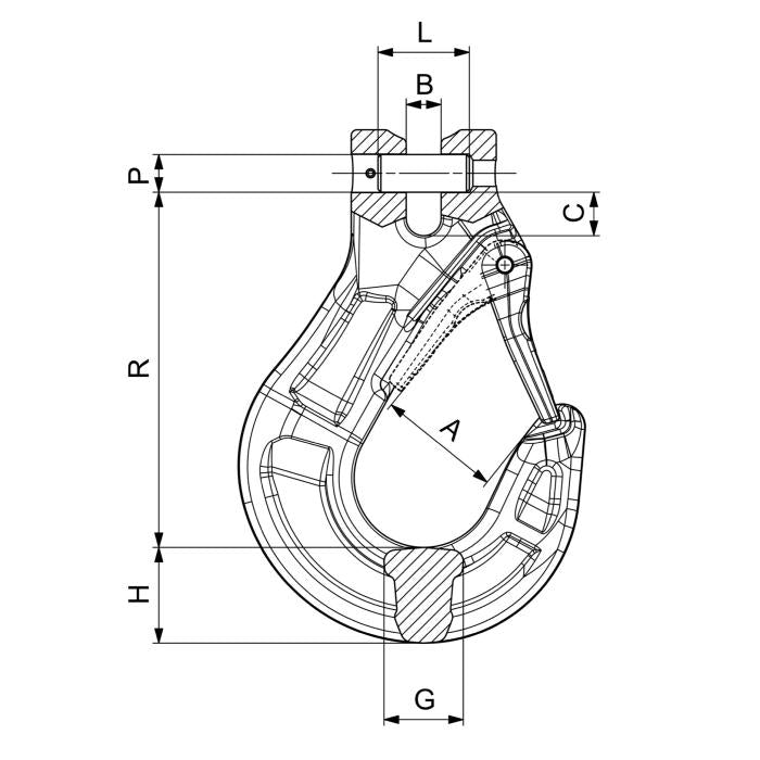 CARCANO C6XCB Gancio a forcella in acciaio inox gr. 60