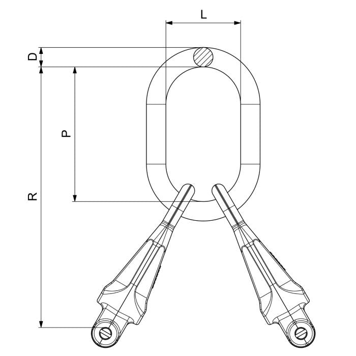 CARCANO CDFXA2 Anelloni con gancio accorciatore occhio-forcella