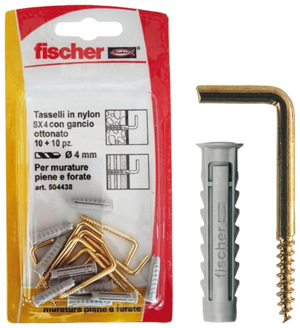FISCHER Tasselli SX 4 G K con gancio appendiquadro bianco (1 Pz.)