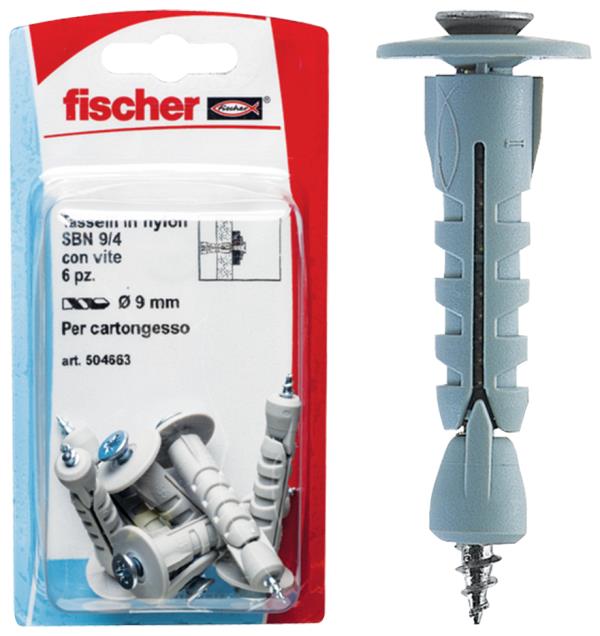 FISCHER Tasselli cartongesso SBN 9/8 K con gancio corto (1 Pz.)