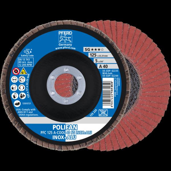 PFERD Dischi lamellari POLIFAN PFC 125 A-COOL 40 SG INOX+ALU