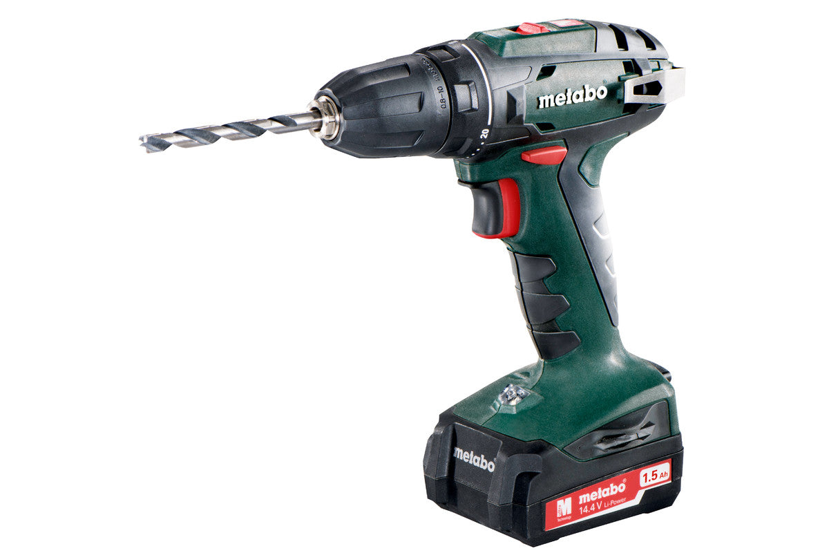 Metabo Trapano-avvitatore a batteria BS 14.4 14.4V 2x1.5Ah Li-Power Caricabatteria SC 60 Plus Valigetta in plastica