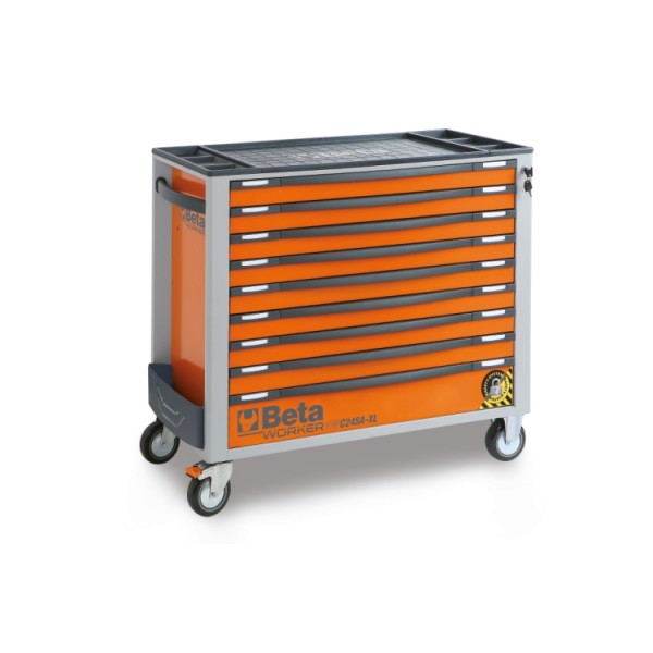 Beta Cassettiera mobile con nove cassetti, con sistema antiribaltamento, modello lungo, e assortimento di 716 utensili
