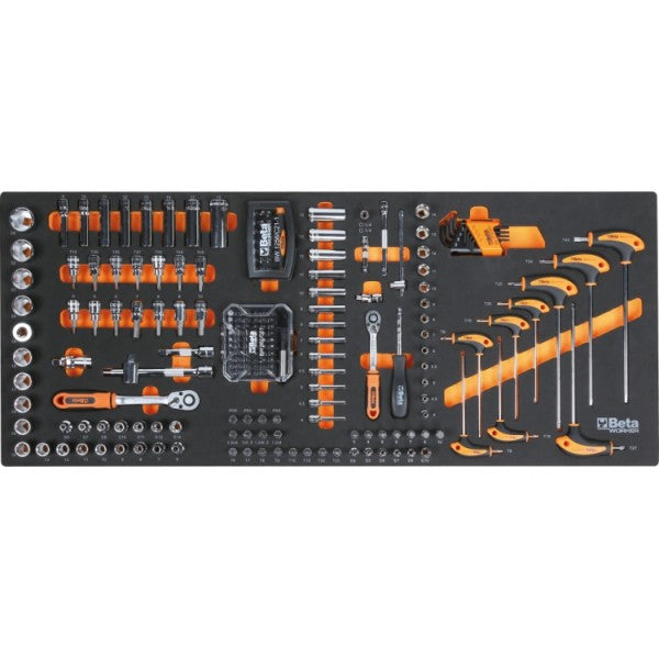 Beta Cassettiera mobile con nove cassetti, con sistema antiribaltamento, modello lungo, e assortimento di 716 utensili
