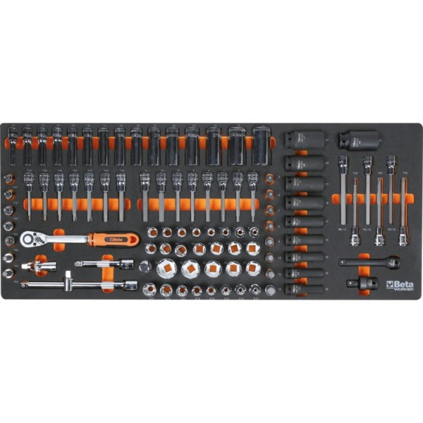 Beta Cassettiera mobile con nove cassetti, con sistema antiribaltamento, modello lungo, e assortimento di 716 utensili