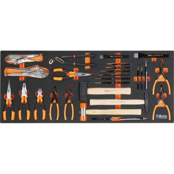 Beta Cassettiera mobile con nove cassetti, con sistema antiribaltamento, modello lungo, e assortimento di 716 utensili