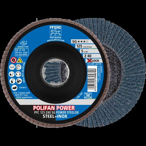 PFERD Dischi lamellari POLIFAN PFC 125 Z 40 SG POWER STEELOX/X-LOCK