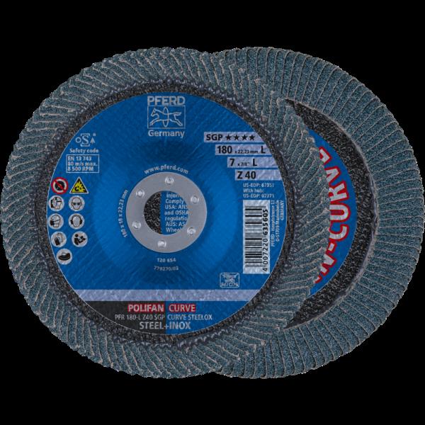 PFERD Dischi lamellari POLIFAN PFR 180-L Z 40 SGP CURVE STEELOX