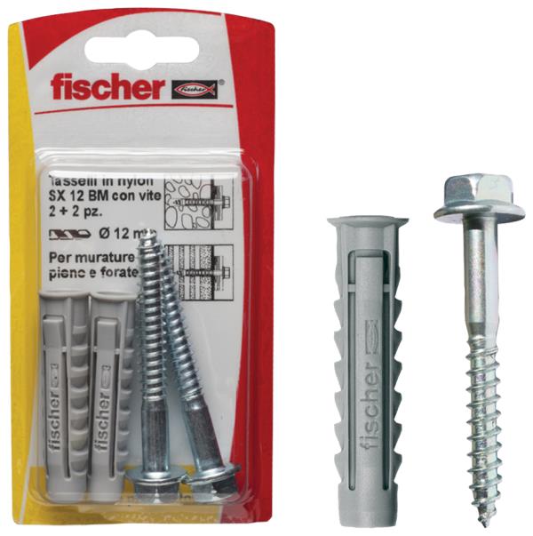 FISCHER Busta 4 Tasselli SX 12 BM con viti INOX T.E. (1 Pz.)