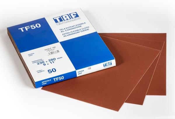 TF41 Tela resinata flessibile Fogli di tela abrasiva Corindone Larghezza mm 200