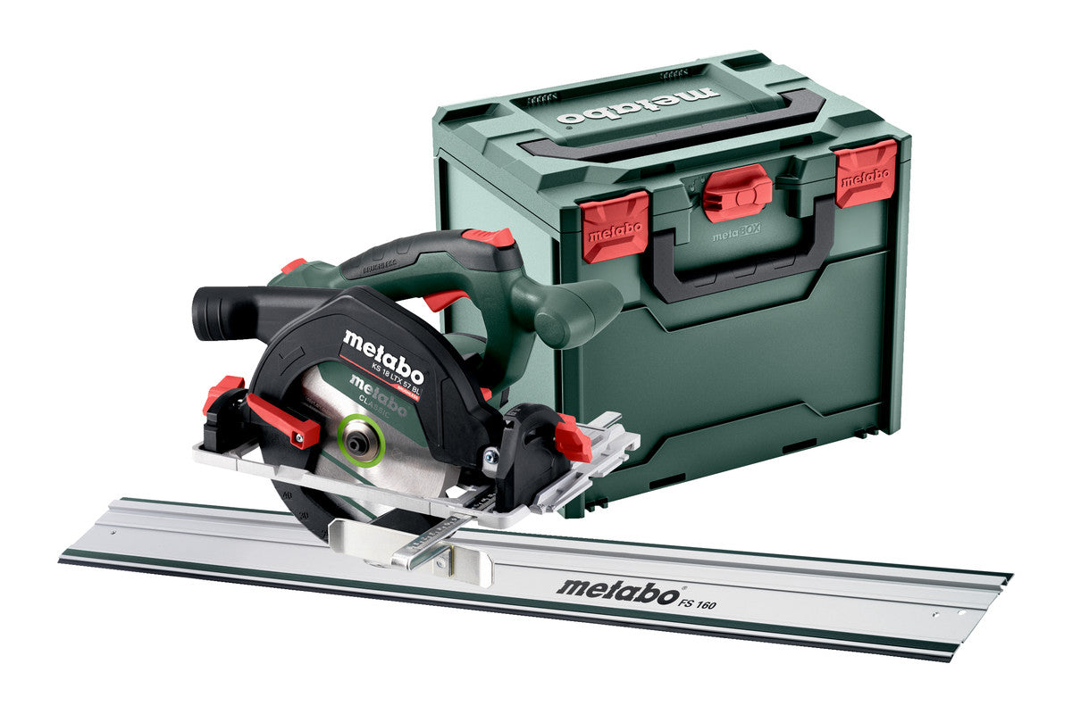 Metabo Sega circolare a batteria KS 18 LTX 57 BL 18V metaBOX 340 con binario di guida FS 160