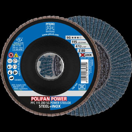 PFERD Dischi lamellari POLIFAN PFC 115 Z 80 SG POWER STEELOX/X-LOCK