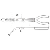 Beta Pinza a becchi mezzotondi lunghissimi zigrinati piegati a 45° per impieghi speciali manici ricoperti con 2 strati di PVC antiscivolo