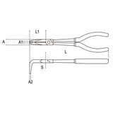 Beta Pinza a becchi mezzotondi lunghissimi zigrinati piegati a 90° per impieghi speciali manici ricoperti con 2 strati di PVC antiscivolo
