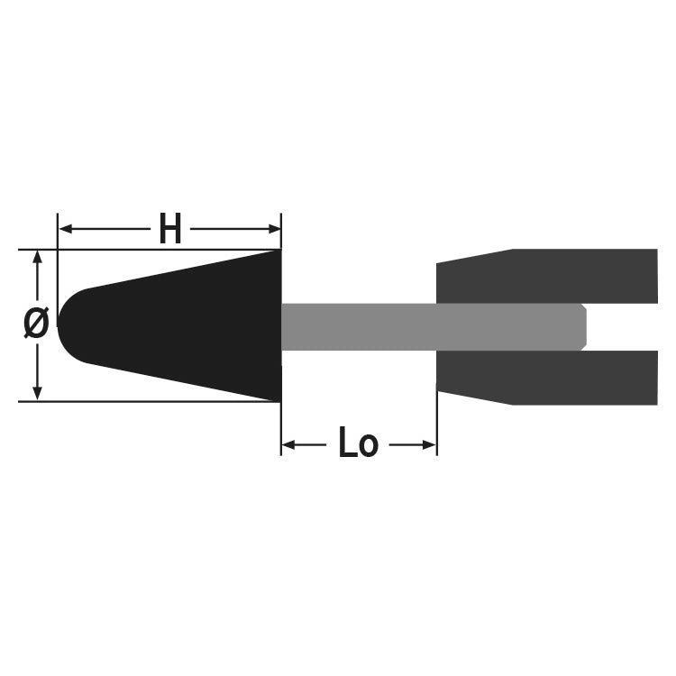 Beta Mole abrasive con gambo, granuli abrasivi di corindone rosa con legante ceramico, forma conica arrotondata