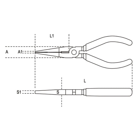 Beta Pinze a becchi piatti lunghissimi diritti zigrinati manici ricoperti con 2 strati di PVC antiscivolo finitura industriale