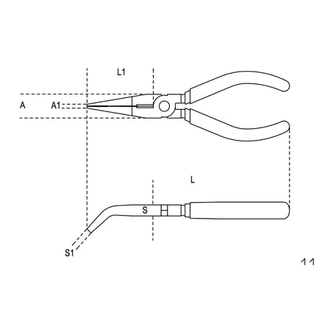 Beta Pinze a becchi mezzotondi lunghissimi piegati zigrinati cromate manici ricoperti con 2 strati di PVC antiscivolo