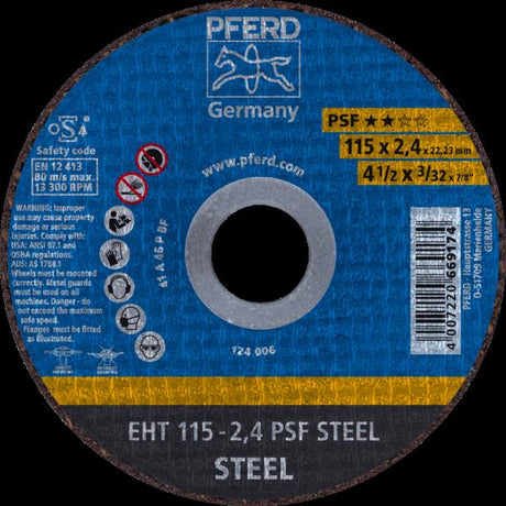 PFERD Dischi da taglio EHT 115-2,4 PSF STEEL