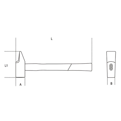 Beta Martelli tipo francese per meccanici, manico in fibra H-SAFE