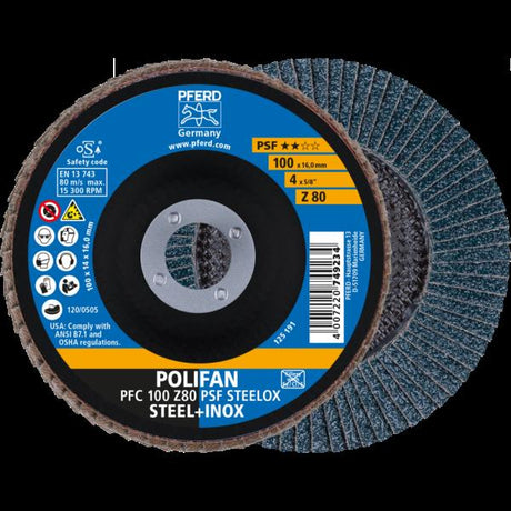 PFERD Dischi lamellari POLIFAN PFC 100 Z 80 PSF STEELOX/16,0