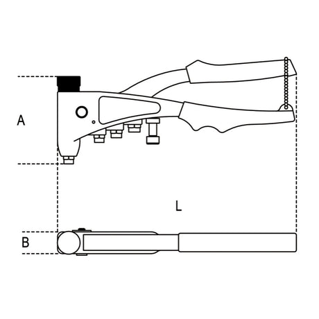 Beta Rivettatrice per inserti filettati con 4 testine intercambiabili e 4 perni ( 1x M3;M4;M5;M6)