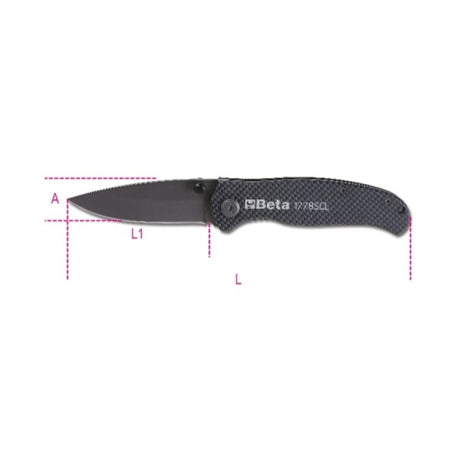 Beta Coltello a serramanico con finitura soft carbon look lama in acciaio temprato • in astuccio