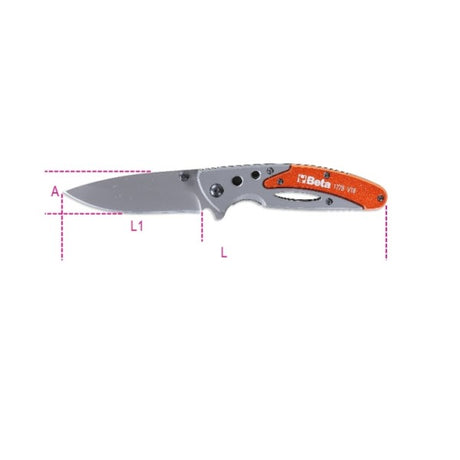 Beta Coltello a serramanico impugnatura in alluminio in astuccio