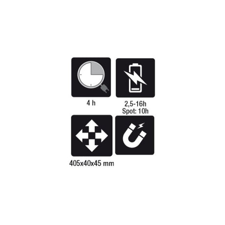 Beta Lampada da ispezione ricaricabile a LED, con doppia emissione luminosa, snodata e orientabile a 180°