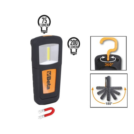 Beta Lampada ricaricabile compatta con LED ad altissima luminosità. Batteria ai polimeri di litio