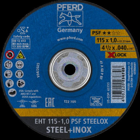 PFERD Dischi da taglio EHT 115-1,0 PSF STEELOX/X-LOCK