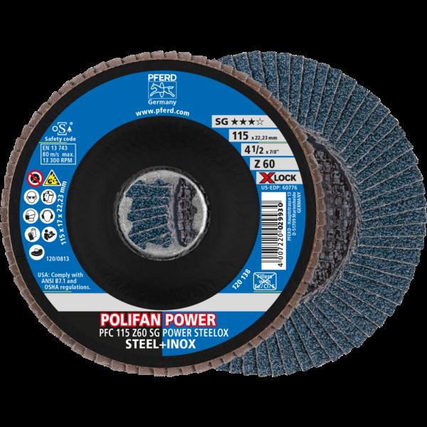 PFERD Dischi lamellari POLIFAN PFC 115 Z 60 SG POWER STEELOX/X-LOCK