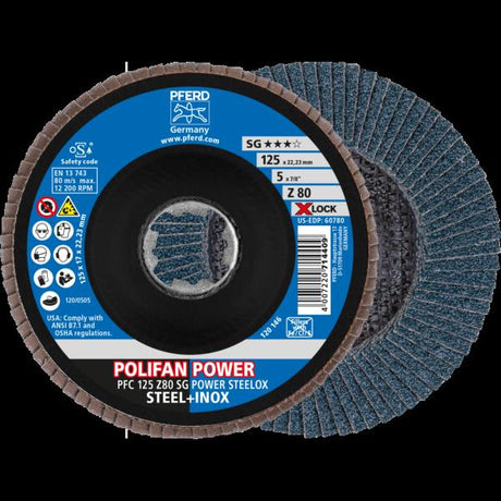 PFERD Dischi lamellari POLIFAN PFC 125 Z 80 SG POWER STEELOX/X-LOCK