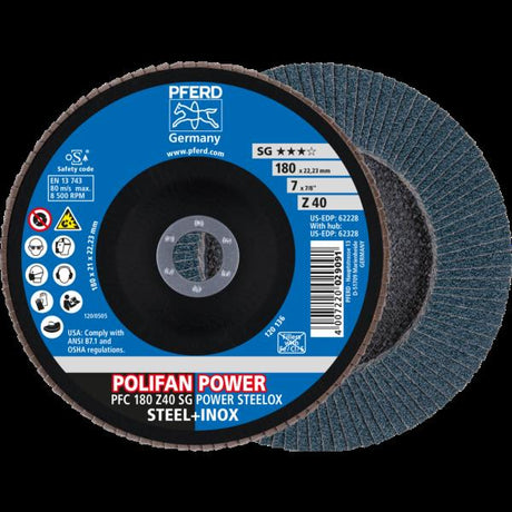 PFERD Dischi lamellari POLIFAN PFC 180 Z 40 SG POWER STEELOX