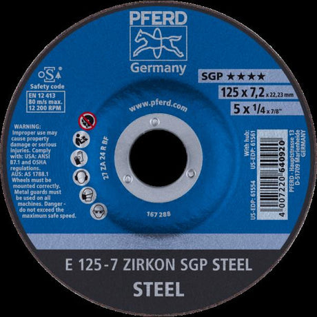 PFERD Dischi da sbavo E 125-7 ZIRKON SGP STEEL