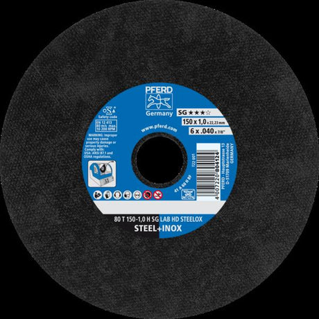 PFERD LABOR SG dischi taglio stazionario 80 T 150-1,0 H SG LAB HD STEELOX/22,23