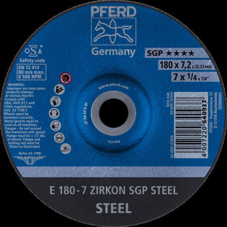 PFERD Dischi da sbavo E 180-7 ZIRKON SGP STEEL