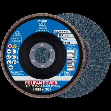 PFERD Dischi lamellari POLIFAN PFF 125 Z50 SG POWER STEELOX