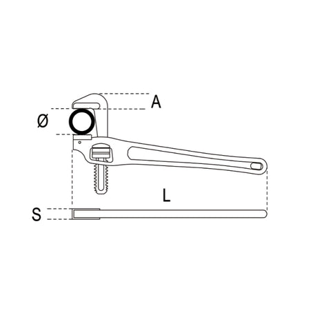 Beta Giratubi modello frontale con corpo in lega leggera e ganasce in acciaio forgiato