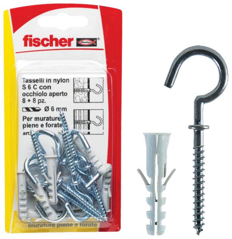 FISCHER Tasselli S 6 C/3 K con gancio (1 Pz.)