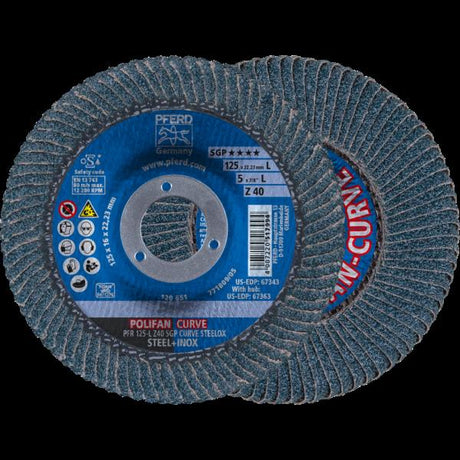 PFERD Dischi lamellari POLIFAN PFR 125-L Z40 SGP CURVE STEELOX (2)