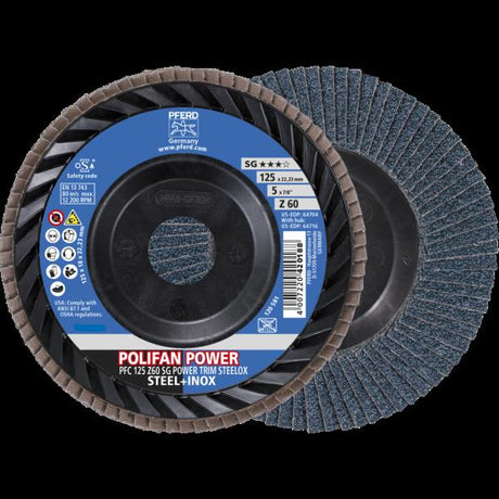 PFERD Dischi lamellari POLIFAN PFC 125 Z 60 SG POWER TRIM STEELOX