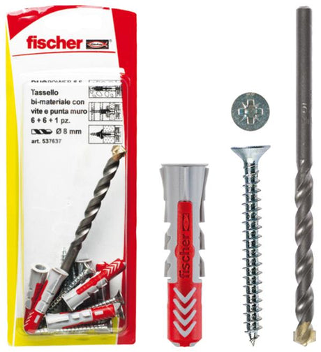 FISCHER Tasselli DUOPOWER W100 10 K in blister con vite e punta (1 Pz.)