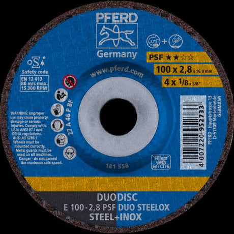 PFERD Dischi da taglio E 100-2,8 PSF DUO STEELOX/16,0